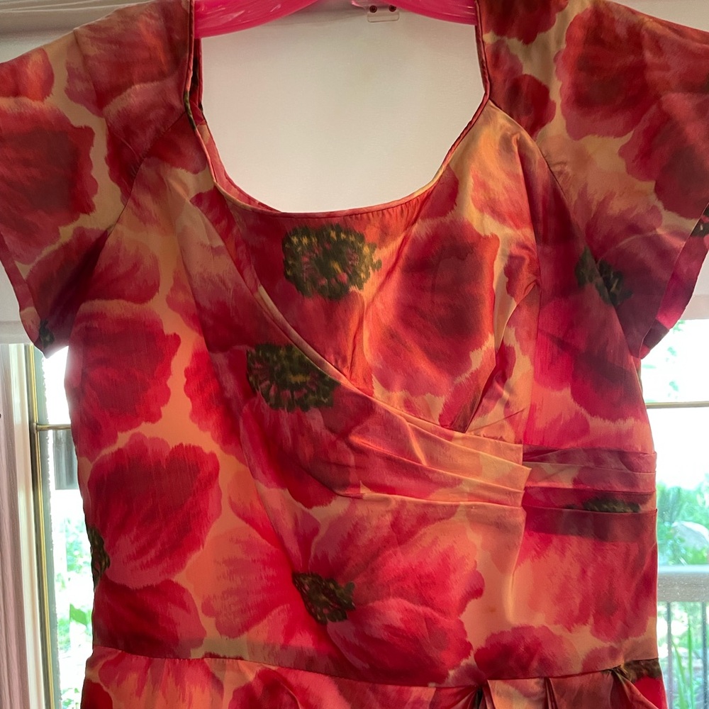 Vibrant 1950s Muted Floral Wiggle Dress